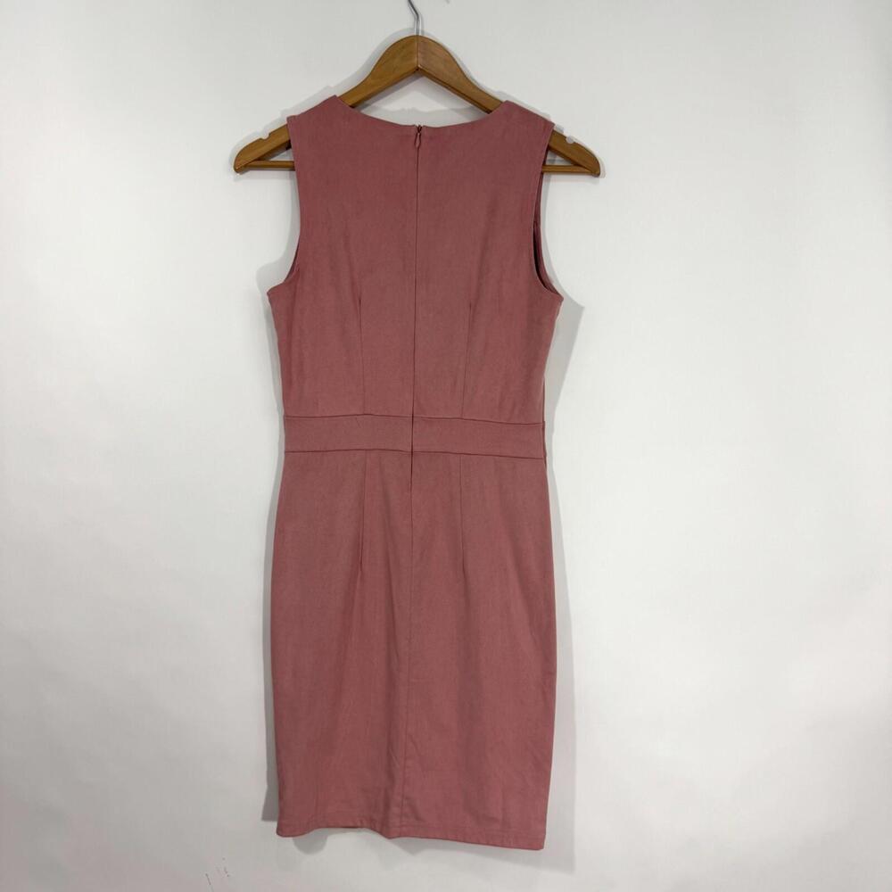Lascana Women’s Size 6 Small Solid Pink Faux Suede Fitted Sheath Mini Dress - Picture 7 of 10